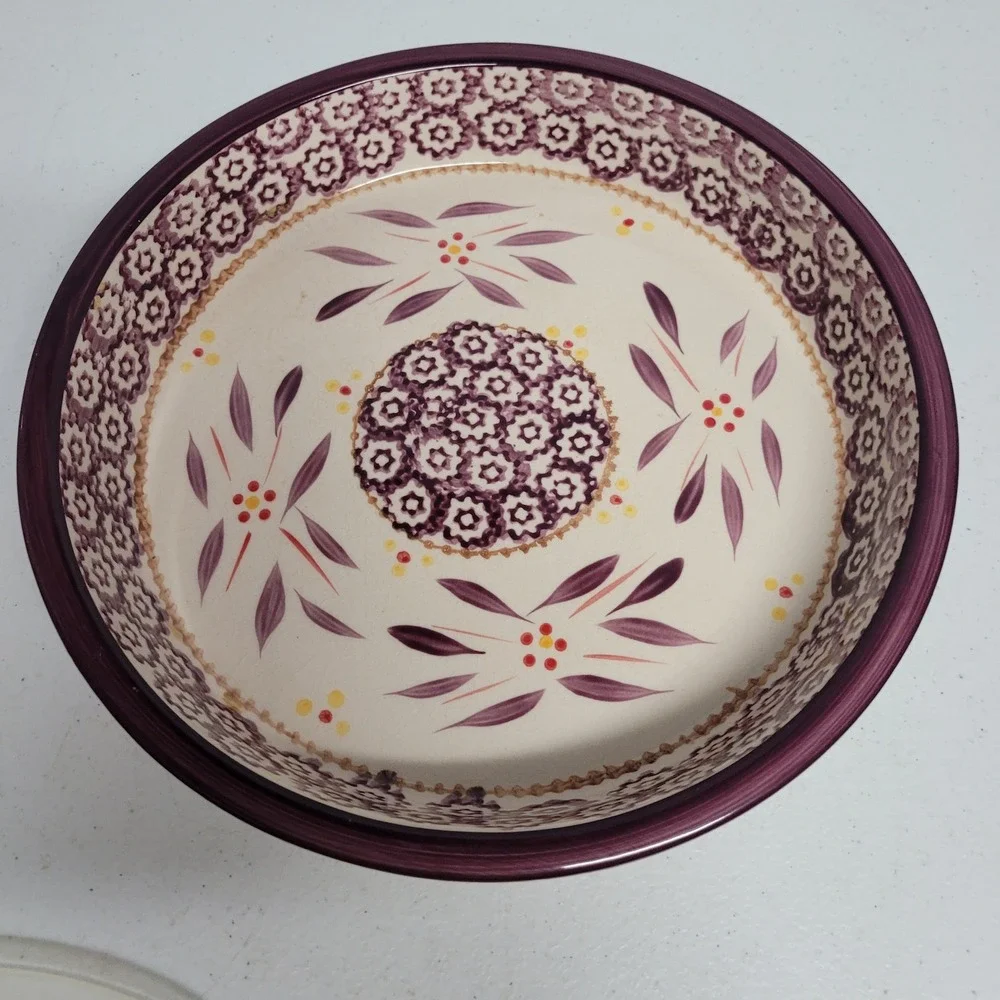 Temp-tations Old World Plum 9 Inch Round Baker with Lid Serving Dish Cottagecore